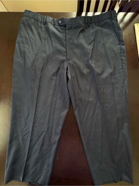 Pronto Uomo Men's Wool Flat Front Dress Pants, Navy Blue, Size 46x25